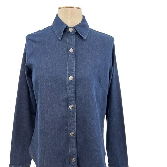 Anatomie Larissa Denim Shirt Long Sleeve Button Down Indigo Dark Blue Small - Picture 4 of 12